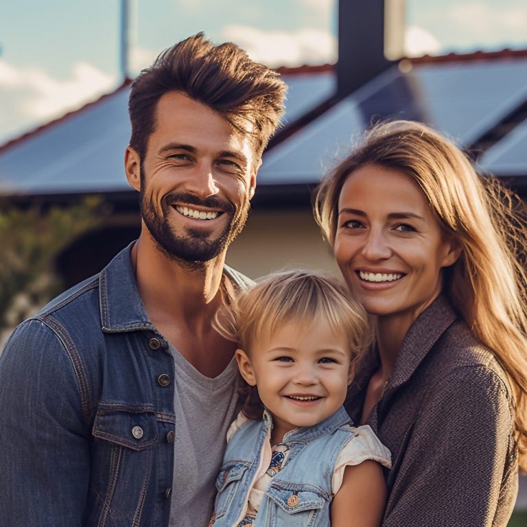 Familie mit Fotovoltaik